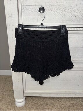 Black Lace Crochet Women's Shorts